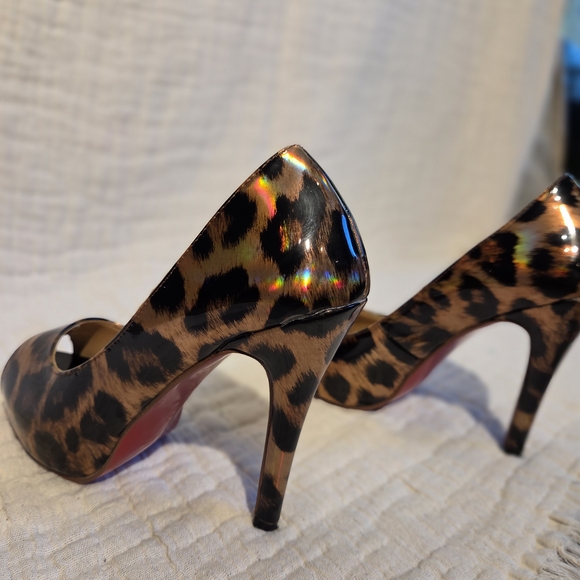Christian Louboutin Pumps Leopard Print Peep Toe Heels - Picture 6 of 12